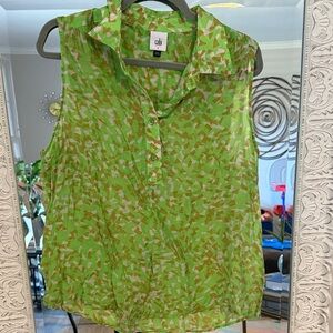 CAbi Vibrant Green Geometric Blouse